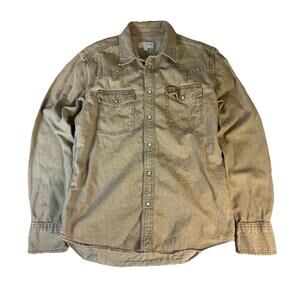 Tecovas Pearl Snap Shirt Long Sleeve Men’s Ultra Light Brown Denim Size Small